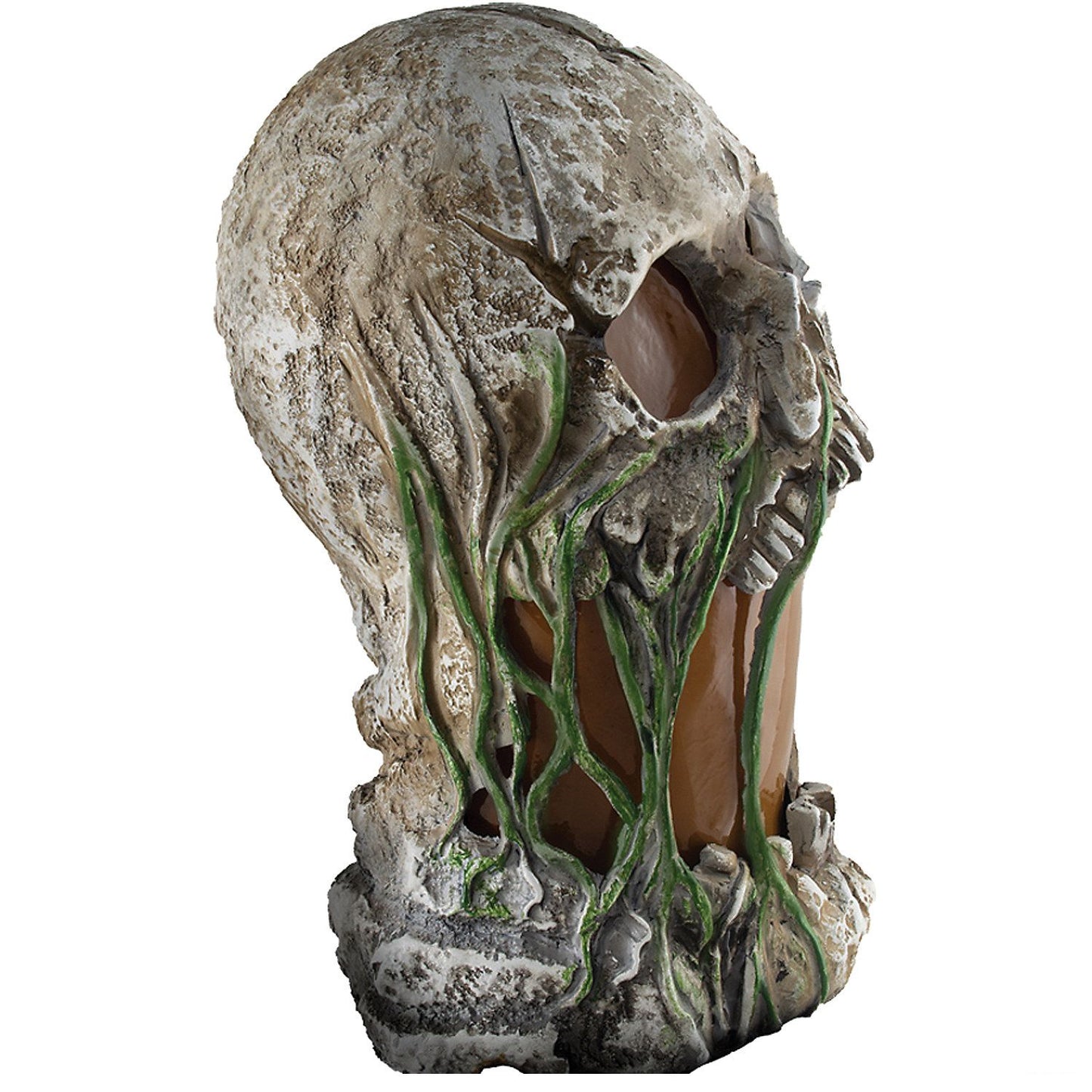 12" Flaming Rotted Skull Animated Prop