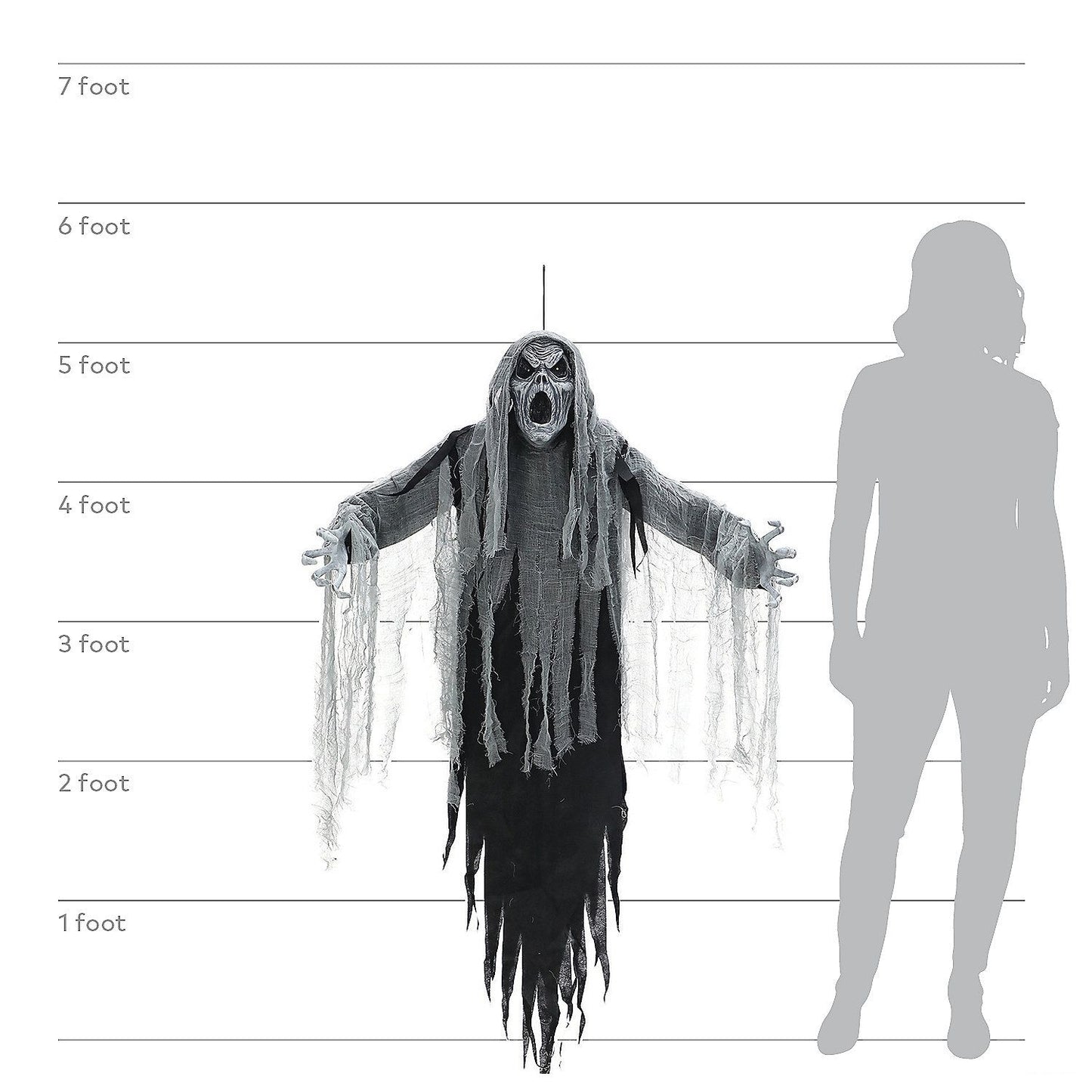 60" Ghostly Howling Phantom Hanging Halloween Decoration
