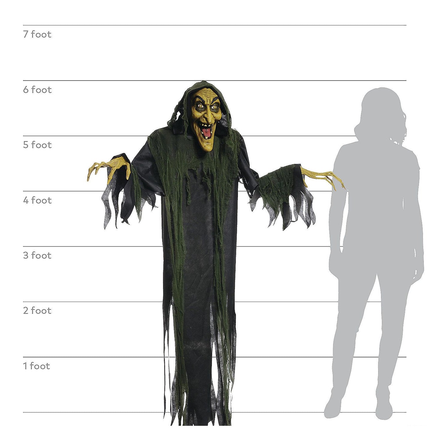 6' Animated Hanging Witch Halloween Decoration