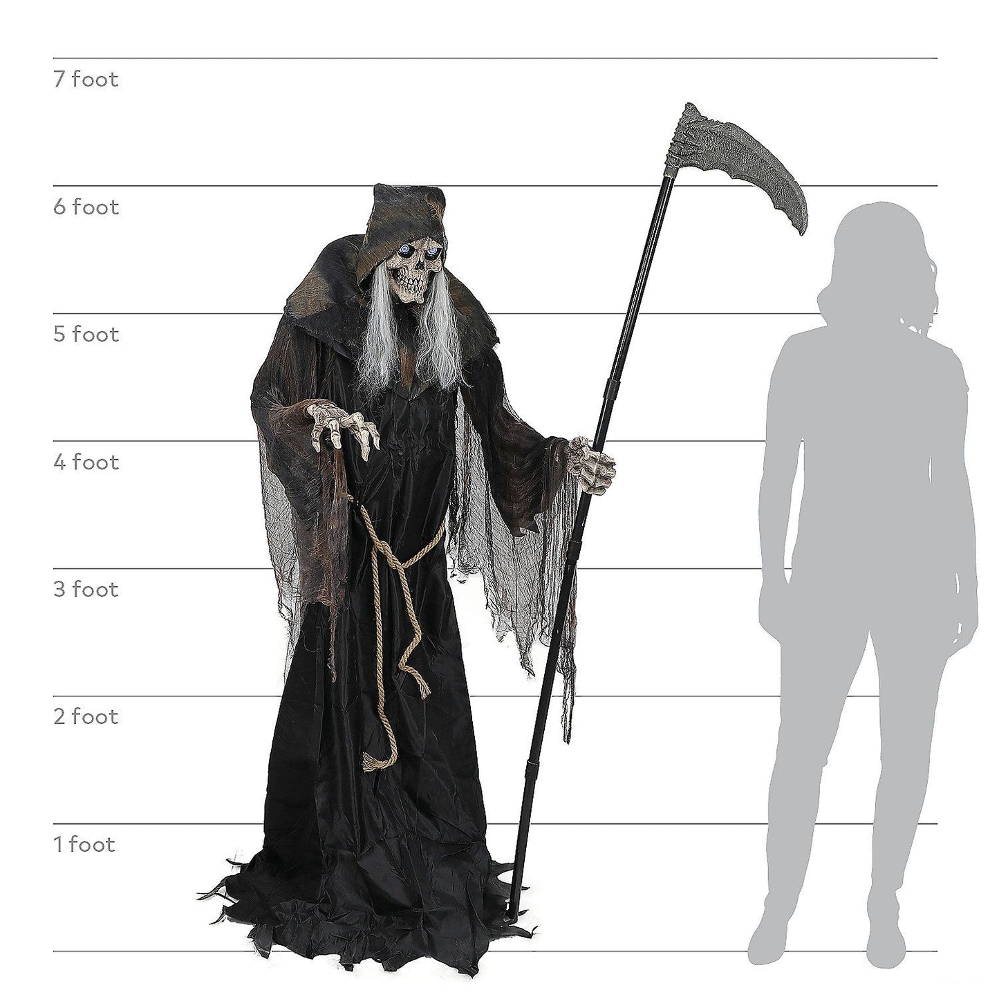 6' Lunging Reaper with Digital Eyes Animated Prop