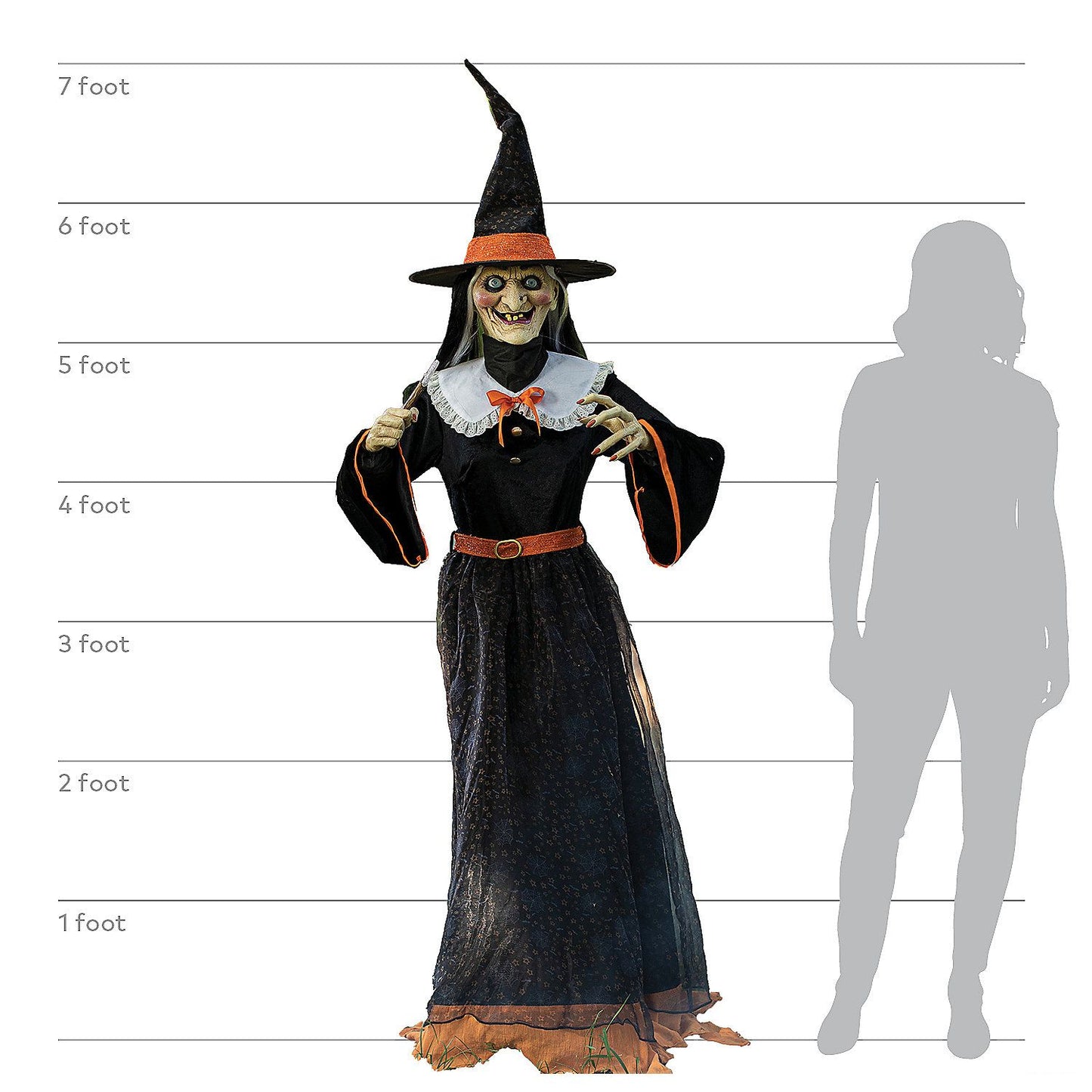 7' Animated Whimsical Witch