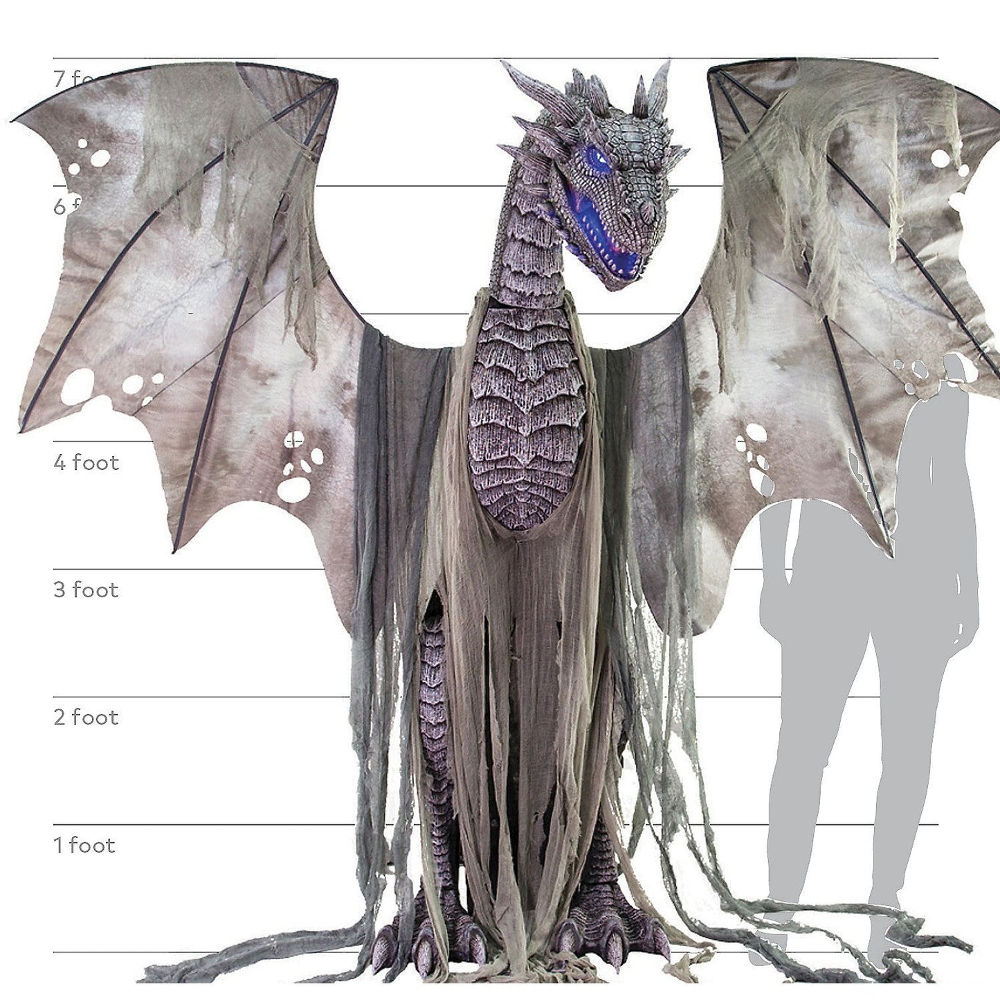 7' Animated Winter Dragon Halloween Decoration