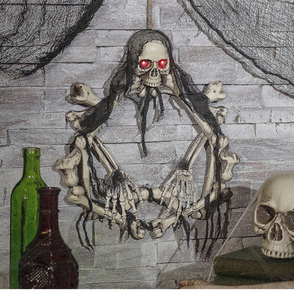 16.5" Light Up Skeleton Halloween Wreath