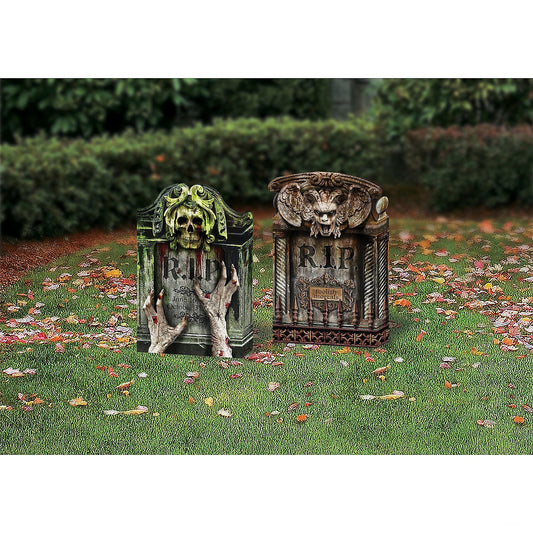 22" Photorealistic Tombstone Decorations - Set of 2