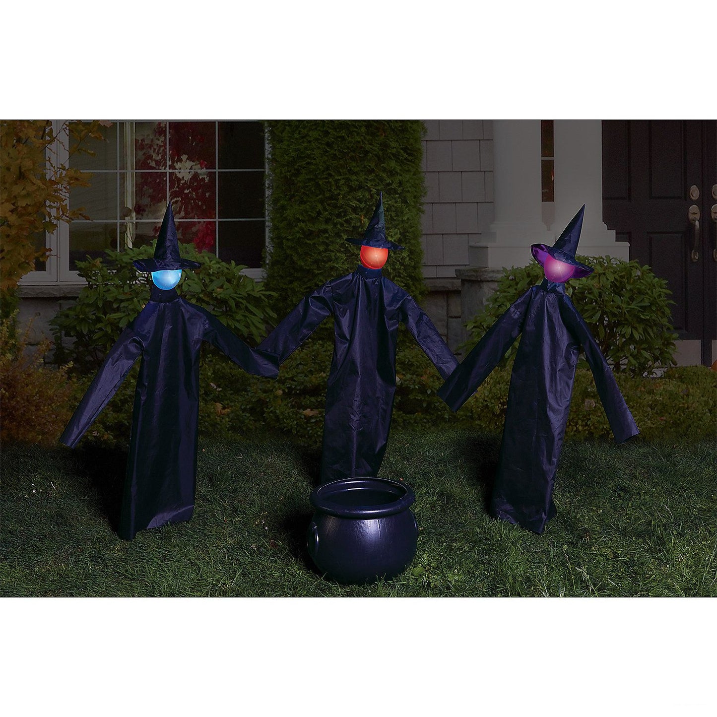 36" Witty Witches with Cauldron Decoration - Set of 3