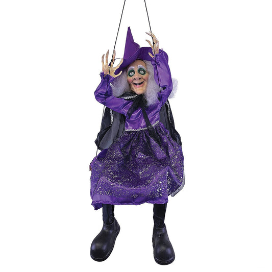 39" Hanging Kicking Witch On Swing Decoration
