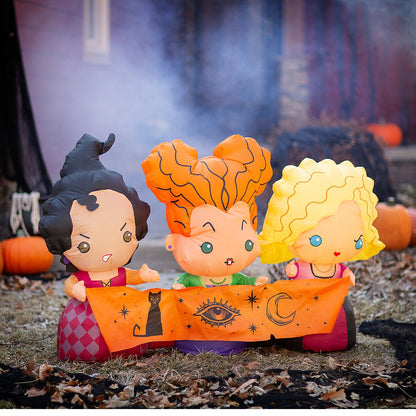 42" Blow-Up Inflatable Hocus Pocus Sisters with Built-In LED Lights Outdoor Yard Decoration
