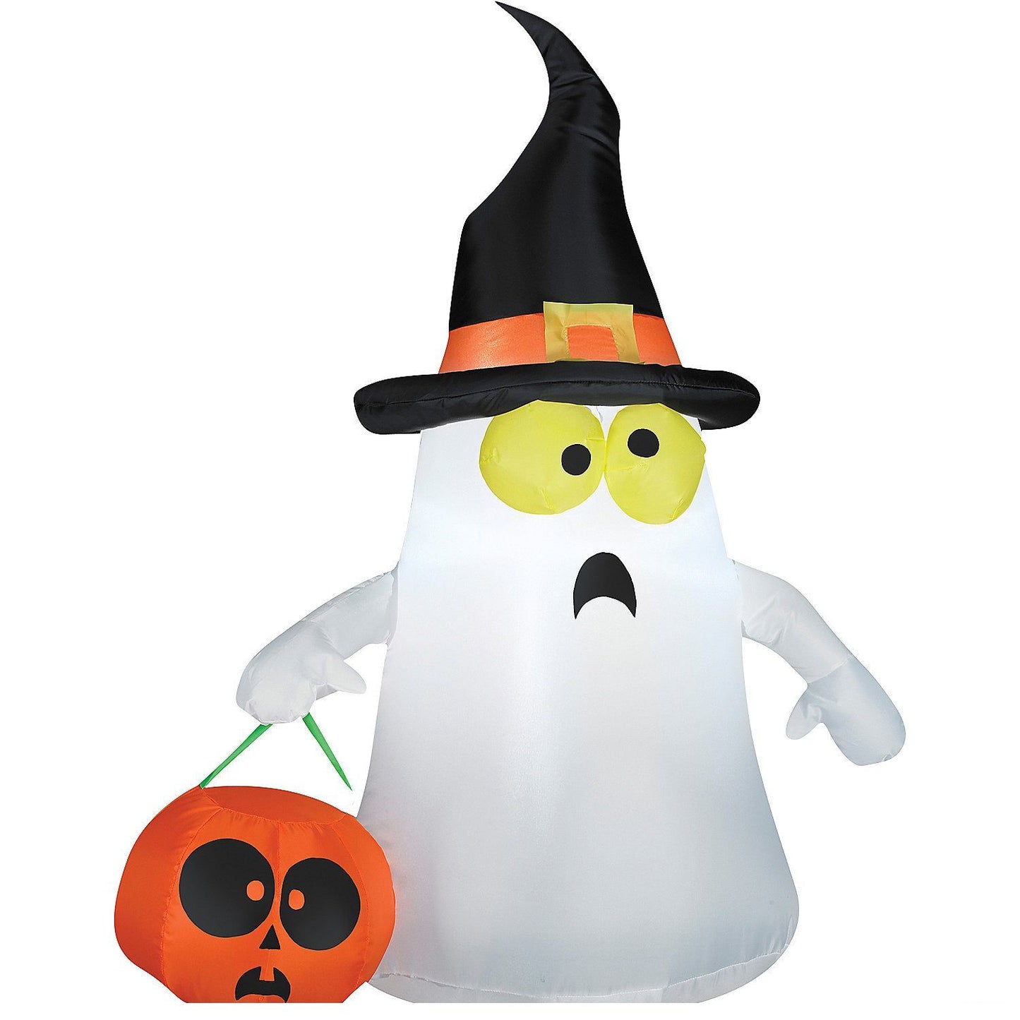 42" Ghost With Witch Hat Airblown Outdoor Yard Decoration