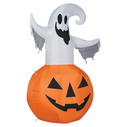 53" Blow-Up Inflatable Ghost Jack-O’-Lantern with Built-In LED Lights Outdoor Yard Decoration