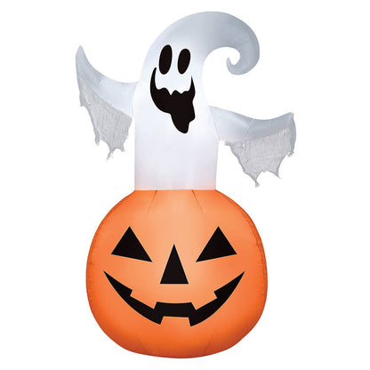 53" Blow-Up Inflatable Ghost Jack-O’-Lantern with Built-In LED Lights Outdoor Yard Decoration