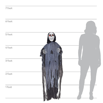 60" Animated Light-Up Hanging Ghost Skeleton in Chains Halloween Decoration