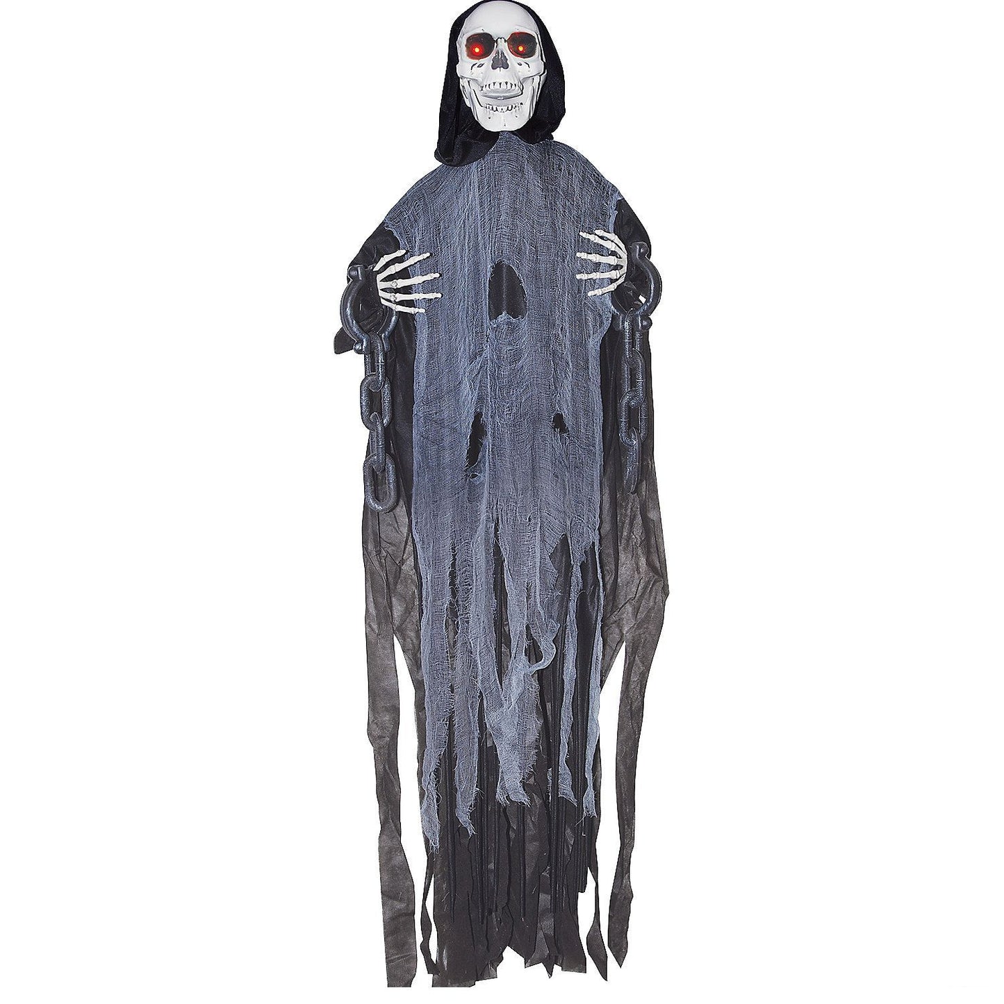 60" Animated Light-Up Hanging Ghost Skeleton in Chains Halloween Decoration