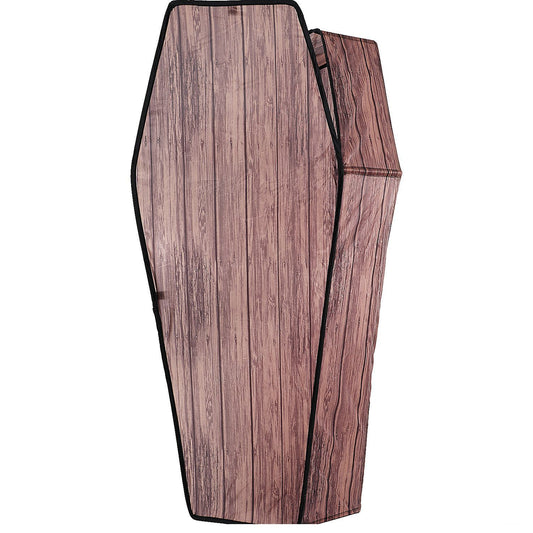 60" Wooden-Look Brown Coffin With Lid Halloween Decoration