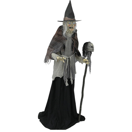 6' Lunging Witch With Digital Eyes Animated Pro