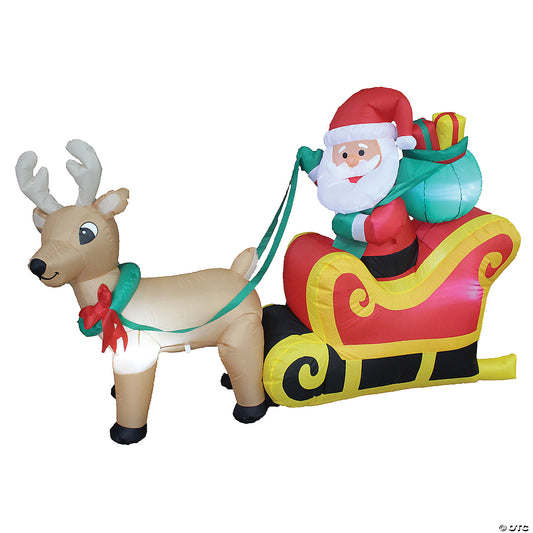 6' Santa On Sleigh Inflatable Outdoor Yard Decoration