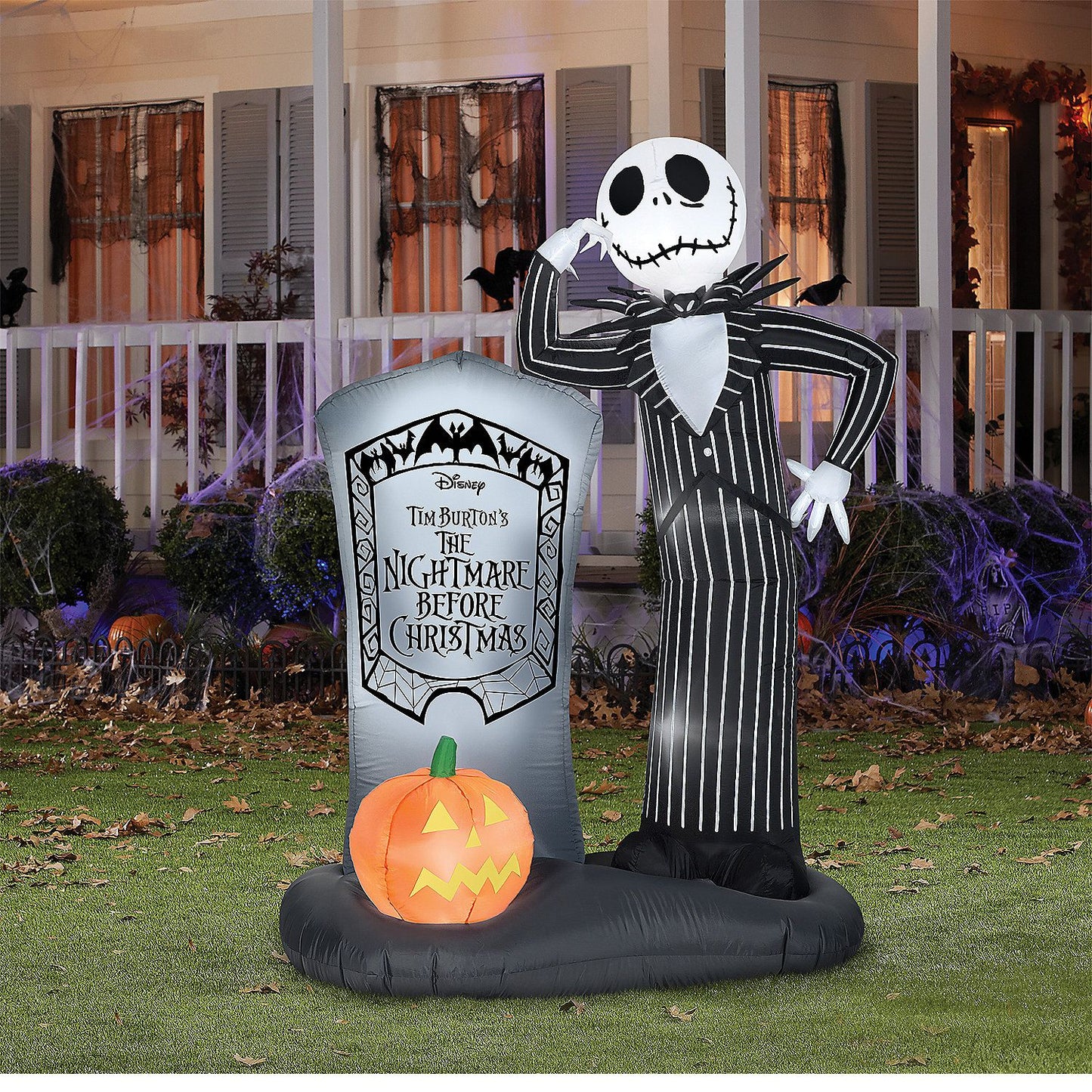 6 Ft. Blow-Up Inflatable Nightmare Before Christmas Jack Skellington Tomb with Built-In LED Lights Outdoor Yard Decoration