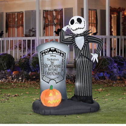 6 Ft. Blow-Up Inflatable Nightmare Before Christmas Jack Skellington Tomb with Built-In LED Lights Outdoor Yard Decoration