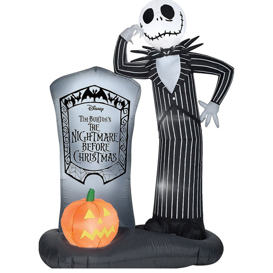 6 Ft. Blow-Up Inflatable Nightmare Before Christmas Jack Skellington Tomb with Built-In LED Lights Outdoor Yard Decoration