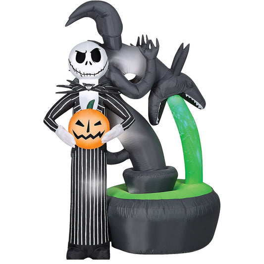 6 Ft. Blow-Up Inflatable Projection Nightmare Before Christmas Jack Skellington with Built-In LED Lights Outdoor Yard Decoration