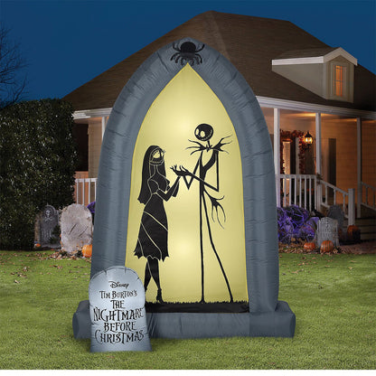 83" Blow-Up Inflatable Nightmare Before Christmas Jack & Sally Arch with Built-In LED Lights Outdoor Yard Decoration