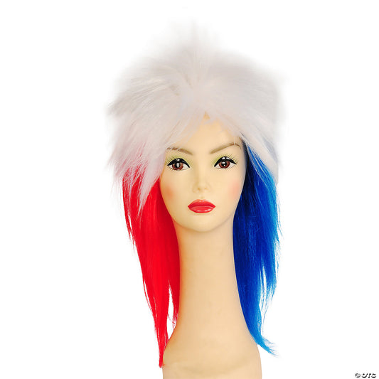 Adult Punk Fright Wig Red White & Blue