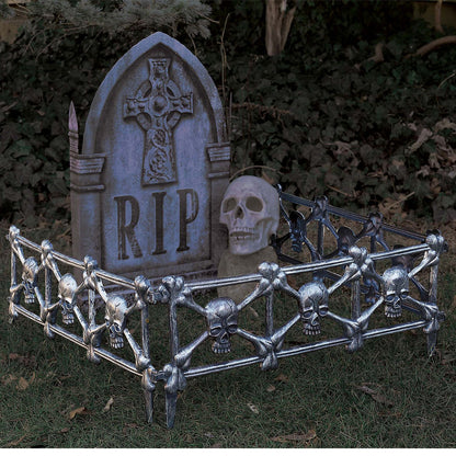 Black Skull Graveyard Fence Halloween Decoration