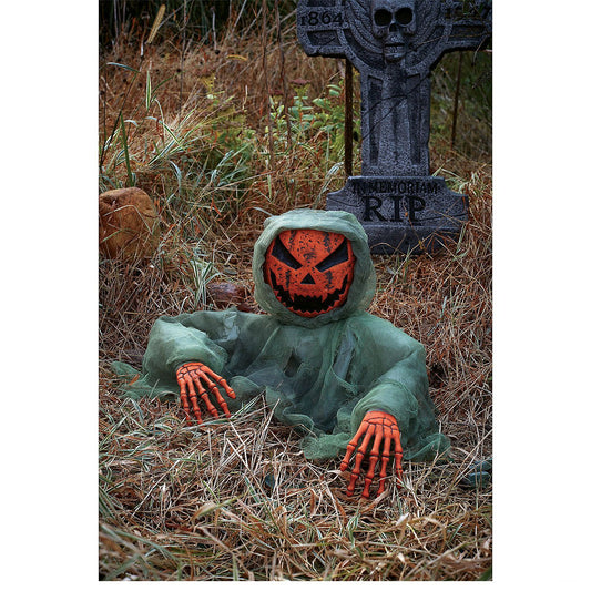 Hooded Pumpkin Grave Breaker Decoration