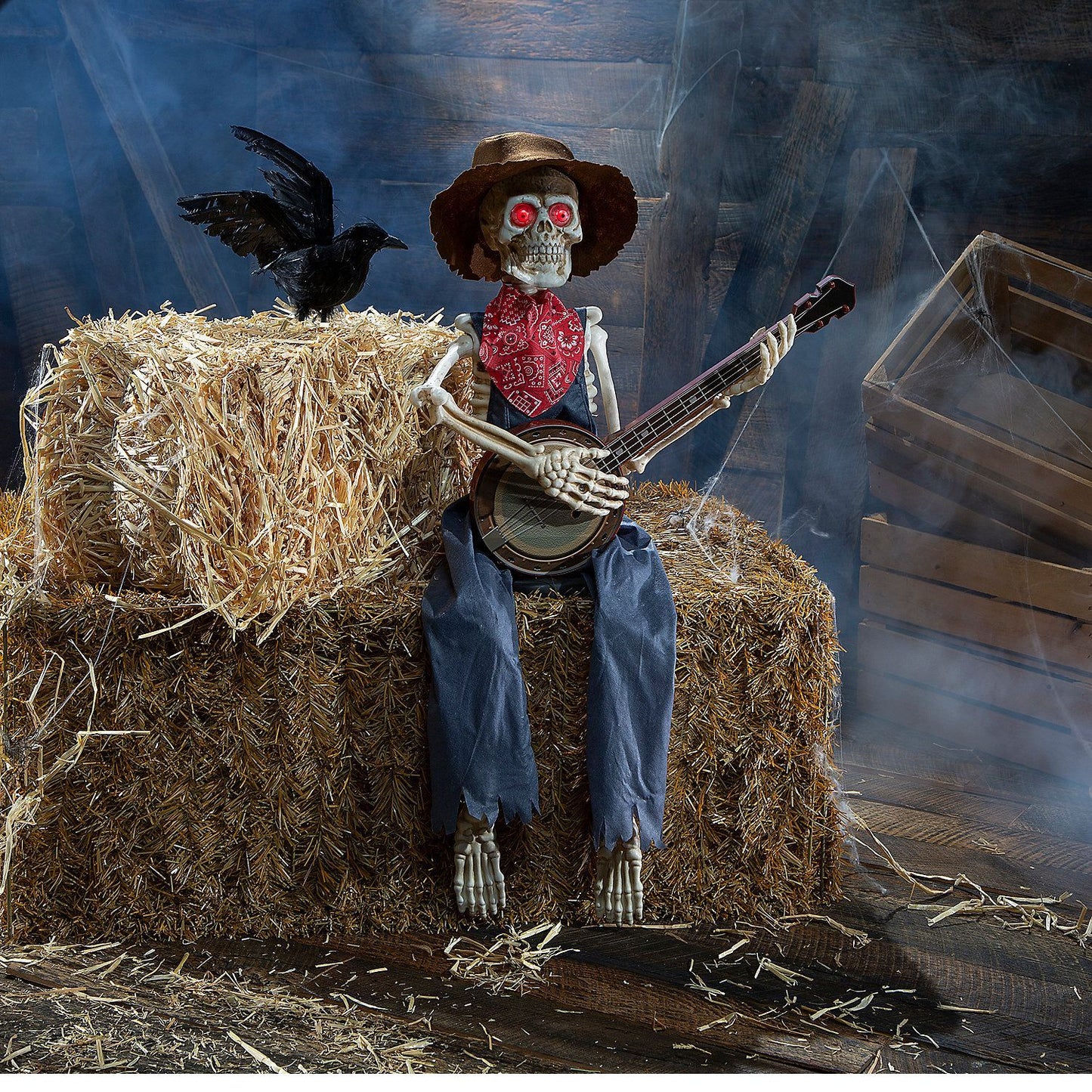 Skeleton Playing Banjo Animated Halloween Decoration