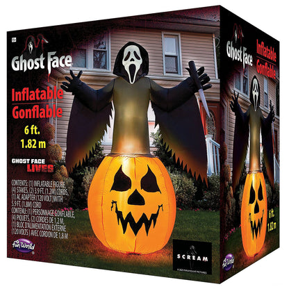 6' Ghostface Pumpkin Lawn Inflatable Decoration