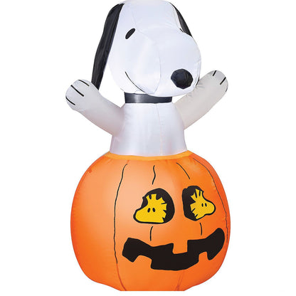 42" Blow-Up Inflatable Peanuts Snoopy Pumpkin with Built-In LED Lights Outdoor Yard Decoration